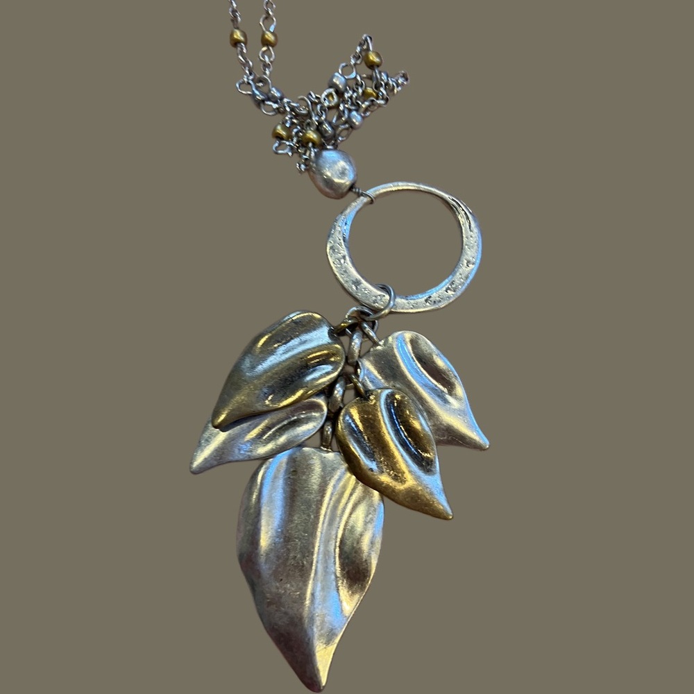 Silver and Gold Falling Leaves Necklace
